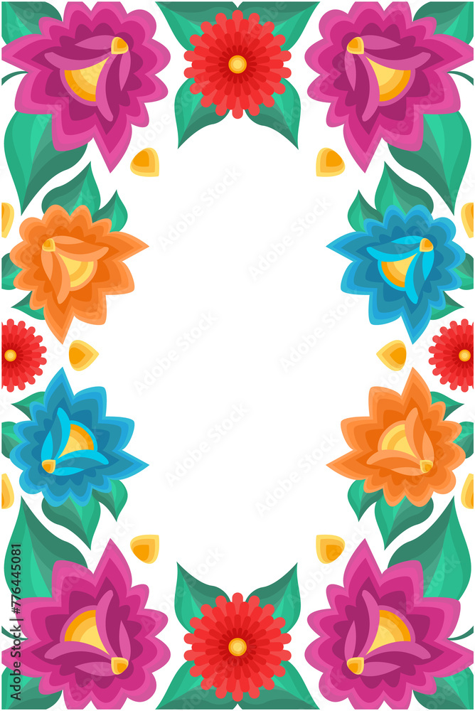 Marco bordado flores México ilustración, transparencia