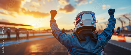 Racing Victory Celebration, Sunset Backdrop