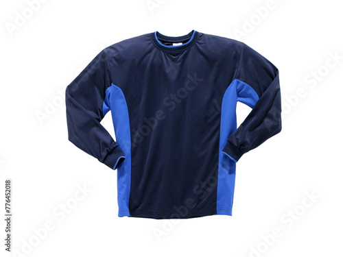 long sleeve jersey shirt blue isolated on white background