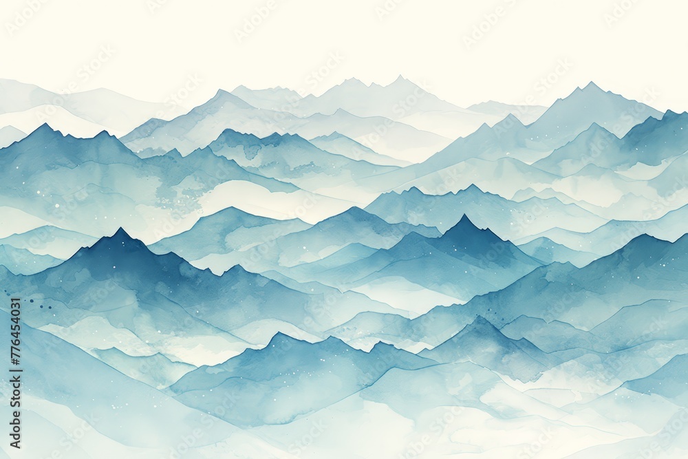 Abstract watercolor foggy mountain landscape background