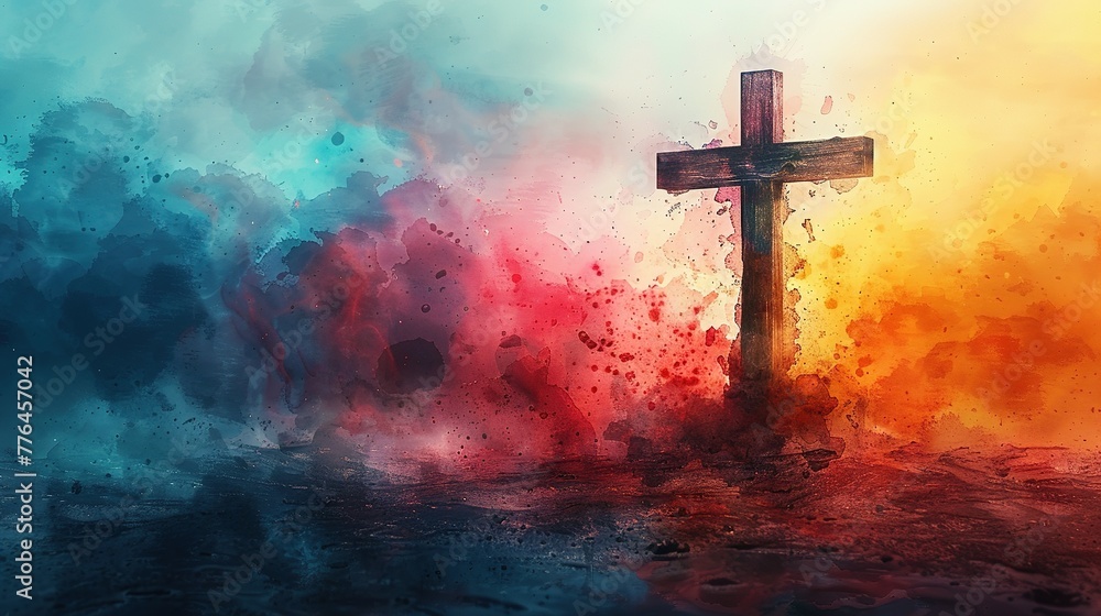 Jesus Christ with cross. Christian background god religion cross religious symbol Jesus Christ with cross. Christian background god religion cross religious symbol