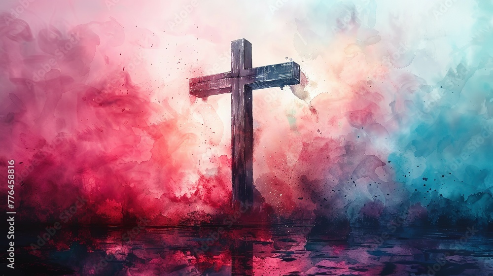 Jesus Christ with cross. Christian background god religion cross religious symbol