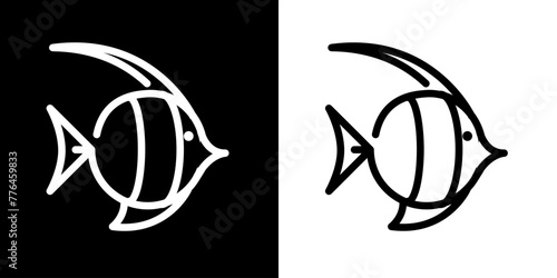 Fish icon. Sea icon. Fish. Pope. Shark. Ship. Coral reefs. Dolphins. Starfish. Octopus. Crab. Lobster. Shrimp. Sea Logo. Black icon. Black line icon.