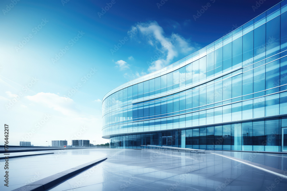 Modern Corporate Office Building Under Blue Sky Modern Corporate Office Building Under Blue Sky