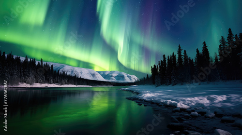 Enchanting Aurora Borealis Over Frozen Wilderness