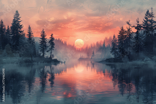 The soft pastel tones of a watercolor painting  blending seamlessly to create a serene and tranquil scene. Concept of artistic serenity. Generative Ai.