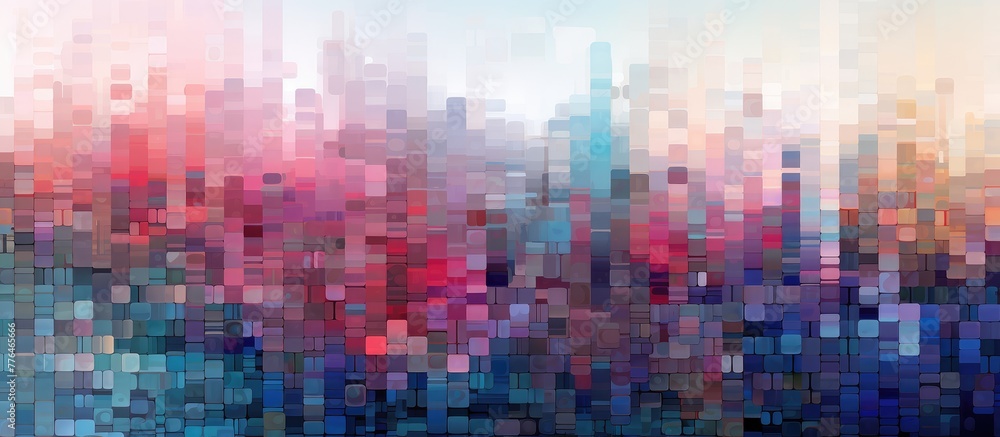 Abstract Pixelated Cityscape in Vivid Colors