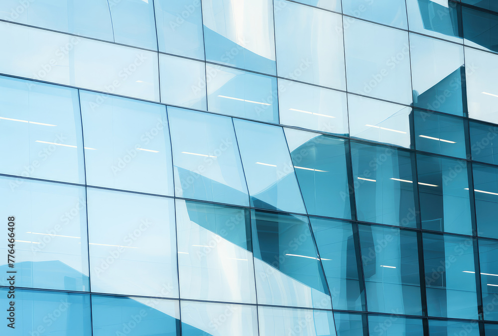 Obraz premium Abstract Blue Tinted Glass Office Building Close-Up