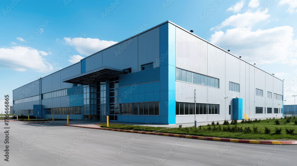 Modern Industrial Facility with Blue Sky