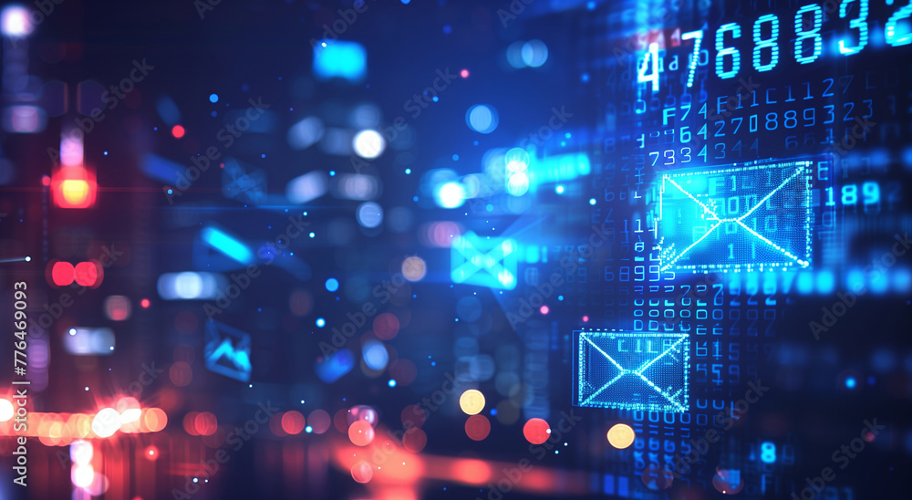 Digital Communication Flow, Email Network Concept Digital Communication Flow, Email Network Concept
