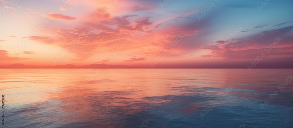 A beautiful scene of a boat peacefully sailing in the ocean waters during a stunning sunset A beautiful scene of a boat peacefully sailing in the ocean waters during a stunning sunset