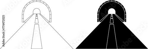 outline silhouette tunnel icon set