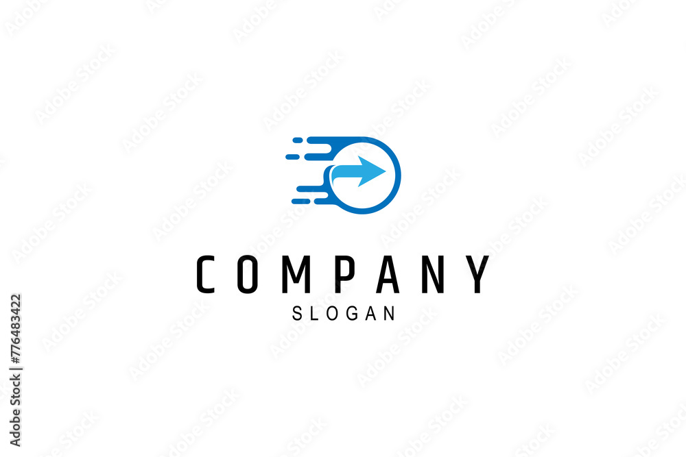 Fast fund logo. Coin logo with forward arrow and fast effect Fast fund logo. Coin logo with forward arrow and fast effect