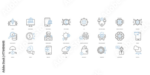 Fintech icons set. Set of editable stroke icons.Vector set of Fintech
