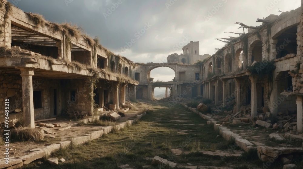 The abandoned city of al-bab, syria. Generative AI.