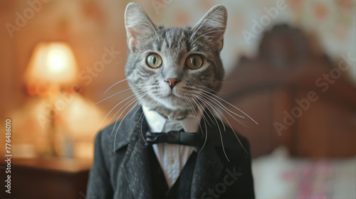 The cat in a human suit works as a detective © brillianata
