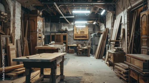 Woodworking. Making furniture in a carpentry workshop