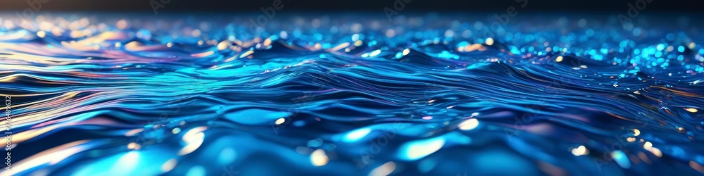 Abstract 3D background with liquid with bubbles with holographic glow. Background for social media banner, website and for your design, space for text. Abstract 3D background with liquid with bubbles with holographic glow. Background for social media banner, website and for your design, space for text.