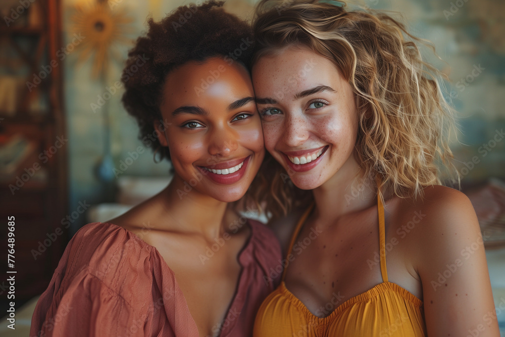 Happy Mixed Interracial Women as Friends Sisters or Lesbian Couple Relationship Happy Mixed Interracial Women as Friends Sisters or Lesbian Couple Relationship