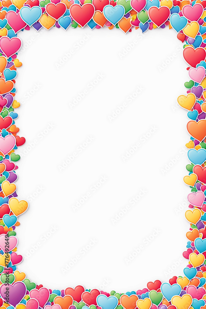 Colorful Love Frame made with hearts