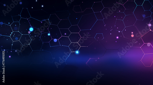 Dark Blue Hexagonal Pattern with Luminous Connective Lines