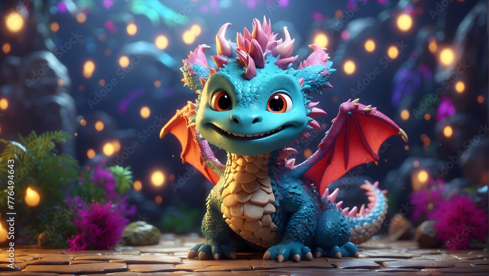 Fantasy Dragon on Magical Background
Fantasy Dragon on Magical Background