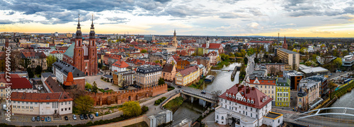 Aerial view of Opole, a city located in southern Poland on the Oder River and the historical capital of Upper Silesia photo