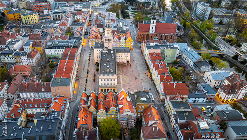 Obraz na płótnie Aerial view of Opole, a city located in southern Poland on the Oder River and the historical capital of Upper Silesia w salonie