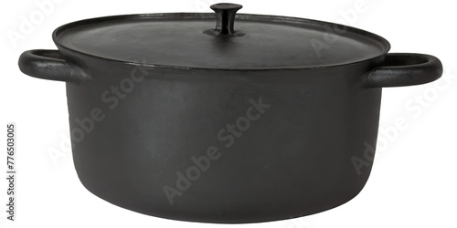 Black iron cast pot Transparent Background Images  photo