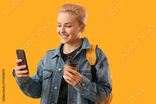 Female student with cup of ...