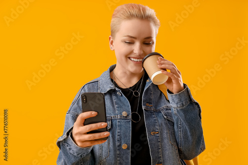 Female student with cup of ...