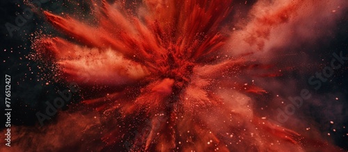 Red powder explosion in the air