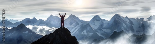 Mountaineer at the summit  concept of success