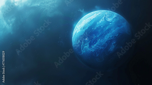 The icy magnificence of Neptune, gleaming in shades of blue as it dances in the vastness of space
