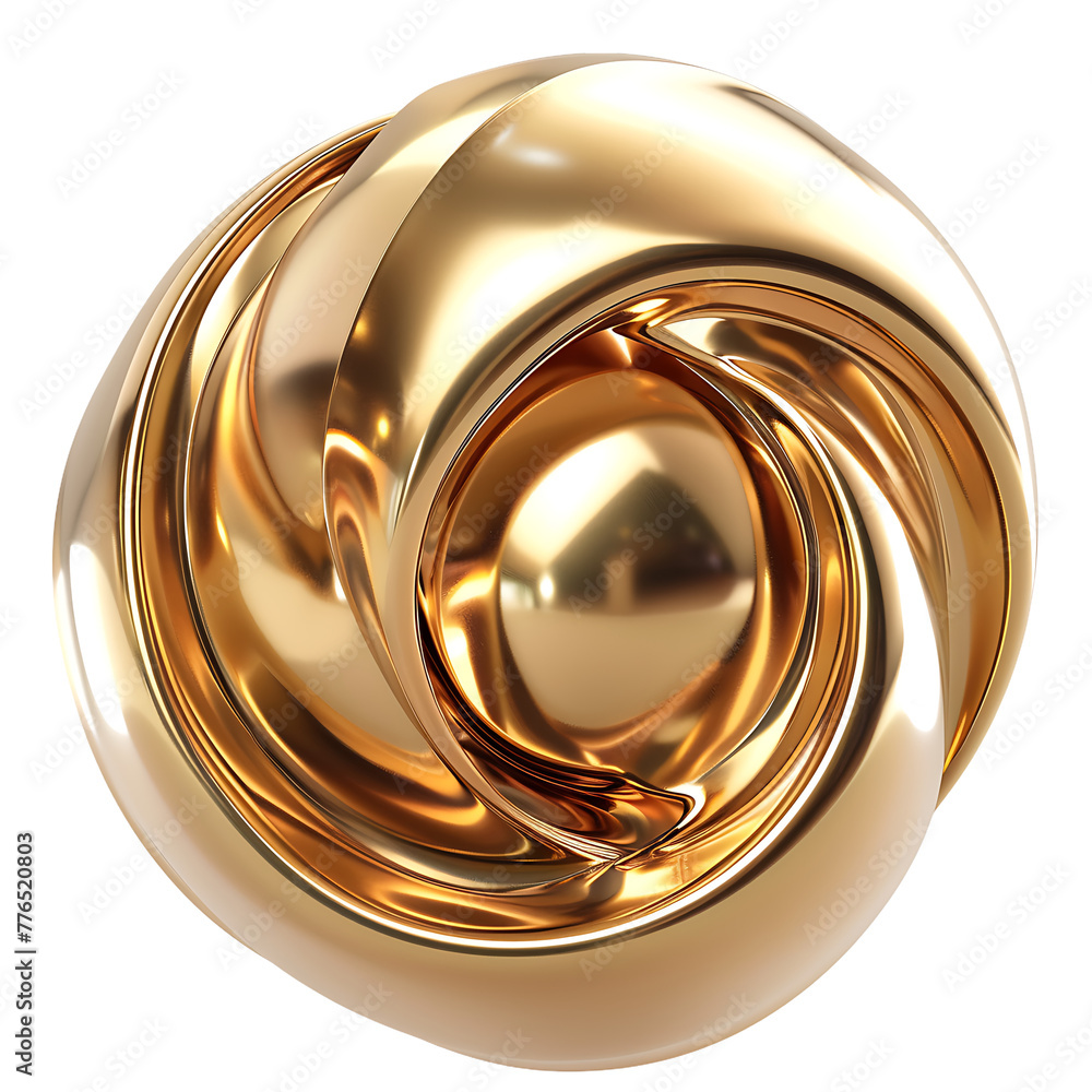 3d golden sphere isolated on transparent background