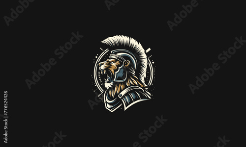 lion roar wearing spartan vector artwork design