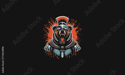 lion bear wearing spartan vector artwork design