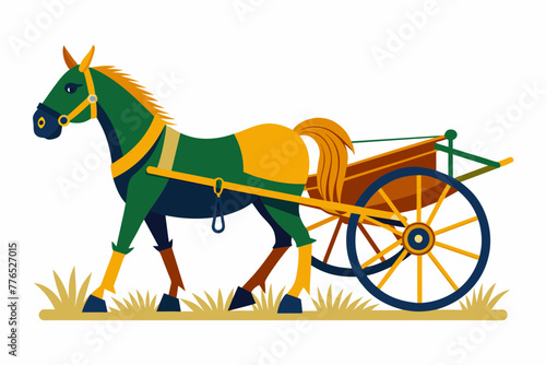 Horse drawn cultivator vector illustration