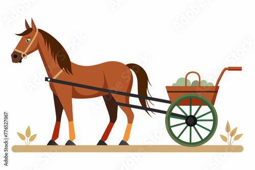 Horse drawn cultivator vector illustration