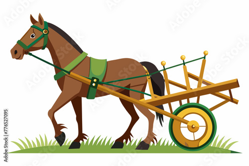 Horse drawn cultivator vector illustration