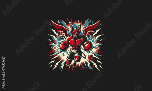 devil boxing vector illustration flat design
