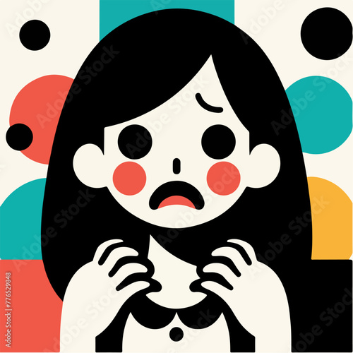 Graphic vector of women being frightened