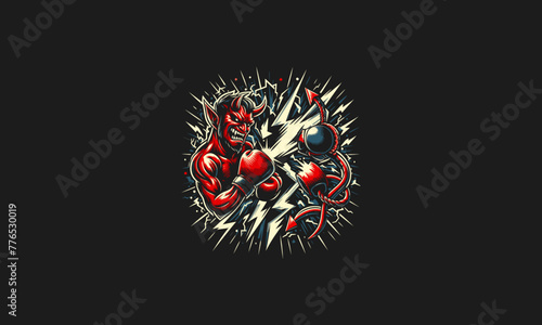 devil boxing vector illustration flat design