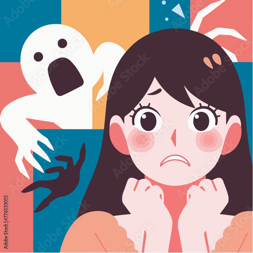 Graphic vector of women being frightened