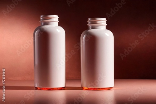 Product packaging mockup photo of Pharmaceutical Bottle, studio advertising photoshoot