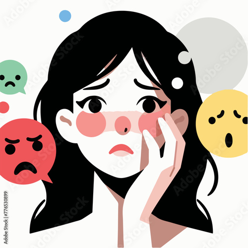 Graphic vector of women being frightened