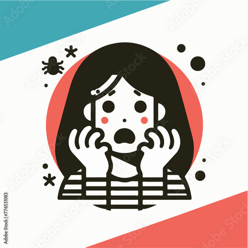 Graphic vector of women being frightened