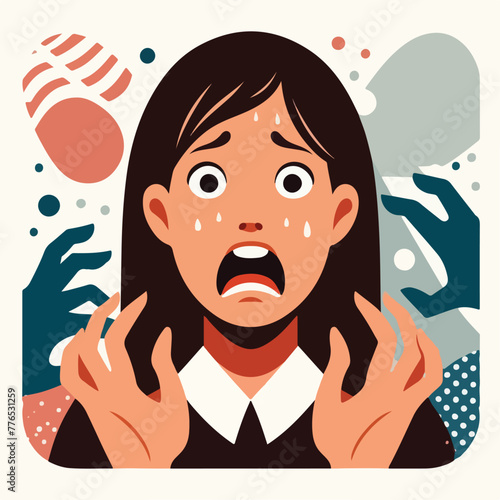 Graphic vector of women being frightened