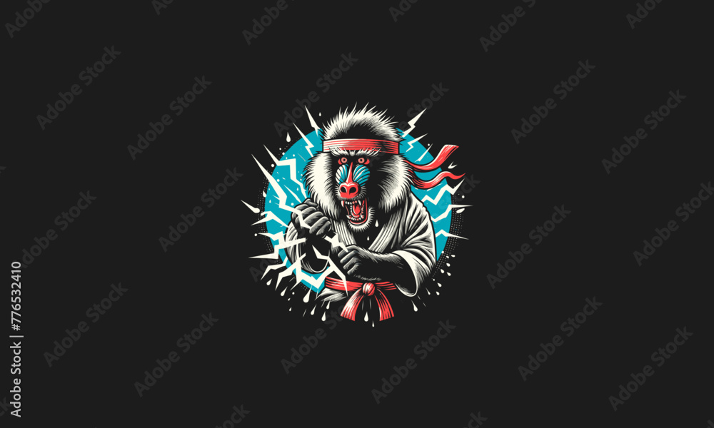 baboon karate with lightning vector artwork design baboon karate with lightning vector artwork design