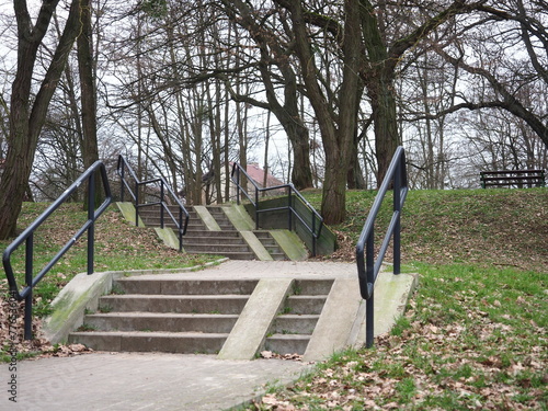 Stairs leading to a park of the old cemetery  -Szczecin Poland